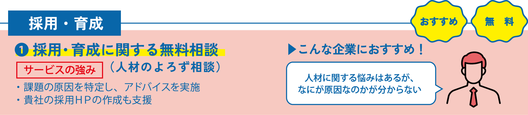 【採用・育成】①採用・育成に関する無料相談(人材のよろず相談)