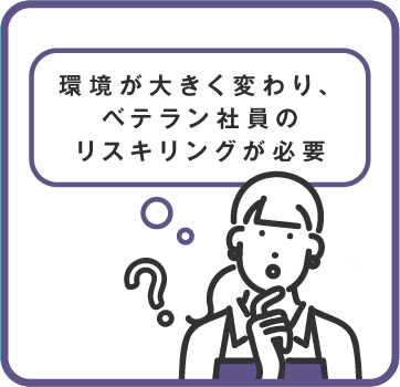環境が大きく変わり、ベテラン社員のリスキリングが必要