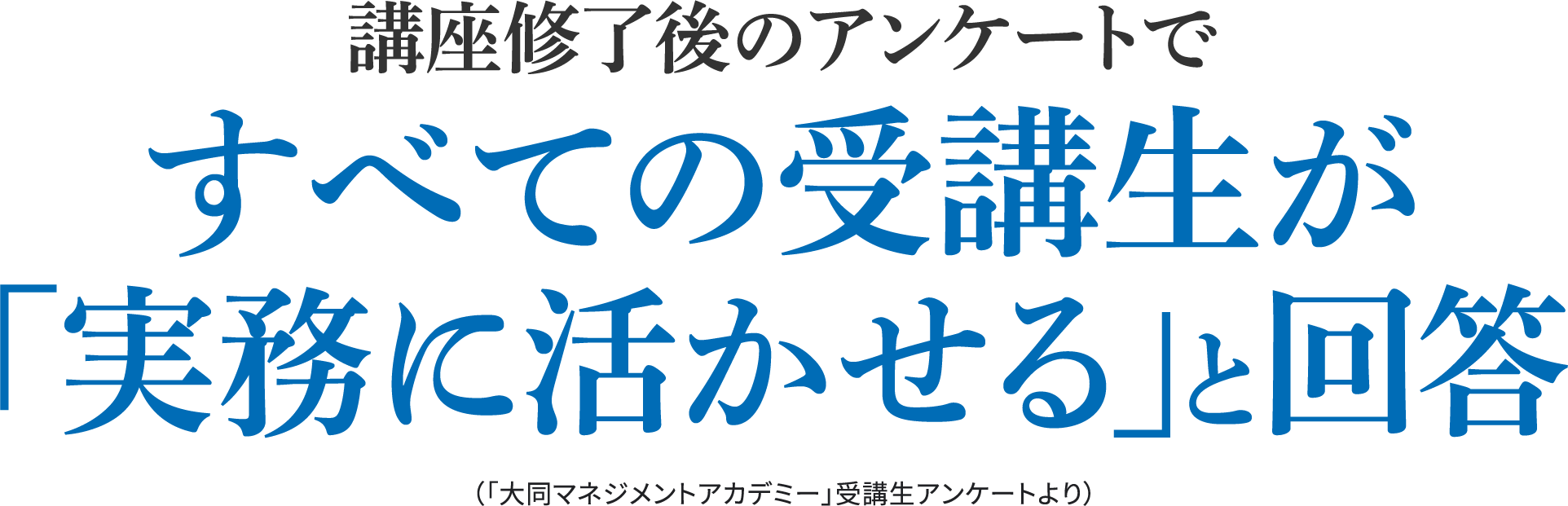 講座修了後のアンケートですべての受講生が「実務に活かせる」と回答
